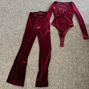 Red velvet jumpsuit
